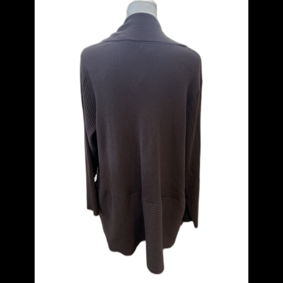 JM Collection Woman Ribbed Flyaway Cardigan Espresso Brown 3X Open Front NWT - Picture 5 of 10